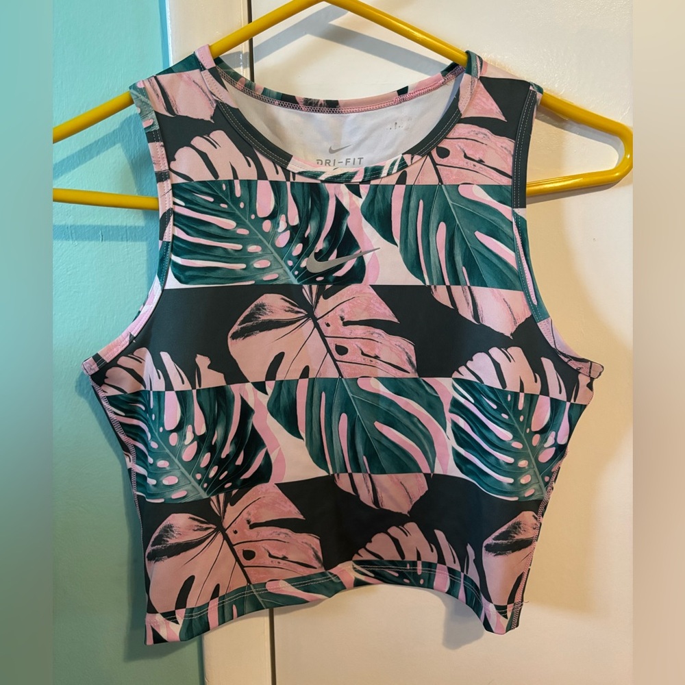 Nike Women's Tropical Print Tank Top - Pink and Green